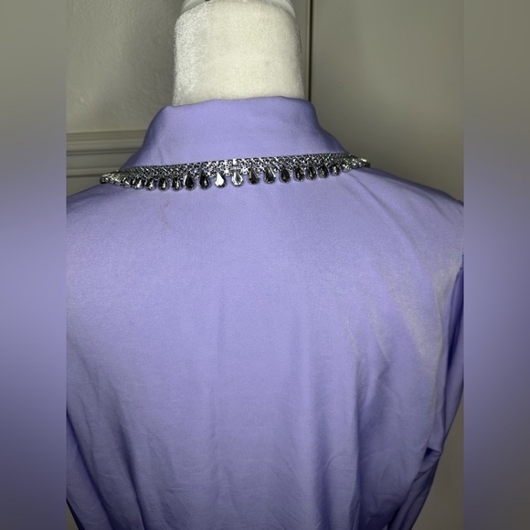 Boston Proper Crystal Embellished Collar Victoria Chic Drama Sleeve Shirt XL - Picture 6 of 13